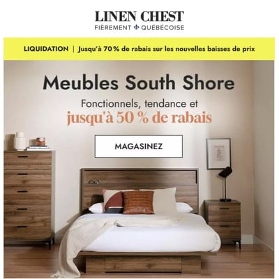 Image de la Promotion Meubles South Shore : jusqu'à - 50 %