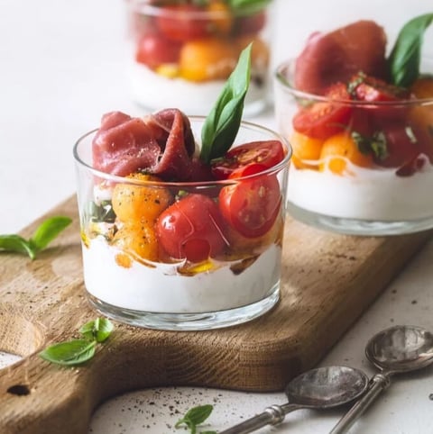 Verrines de Melon au Jambon Cru et Ricotta