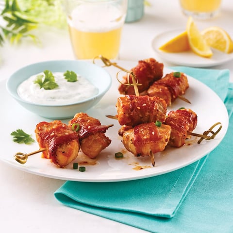 Bouchées de Poulet enrobées de Bacon