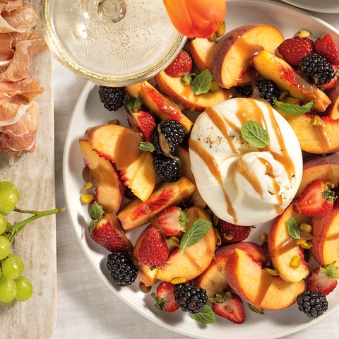 Burrata aux Fruits et au Caramel Framboises