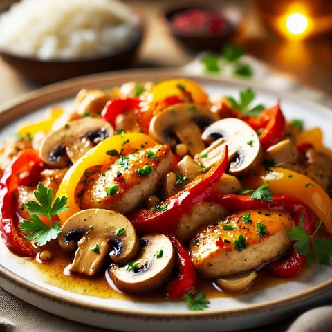 Poulet aux Poivrons et Champignons