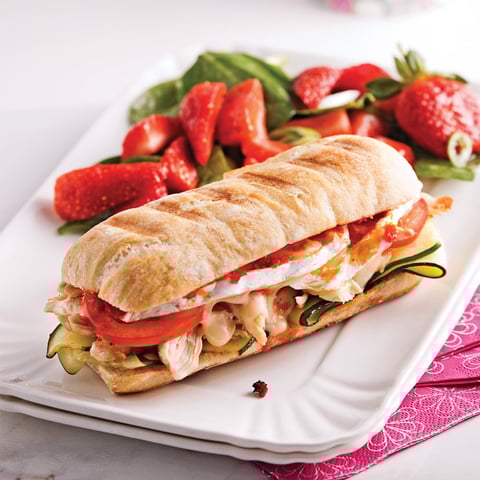 Paninis au Poulet, Brie et Pesto