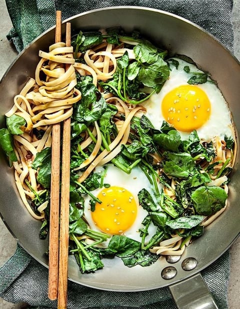Poêlée d’Udon, Cresson, et Oeuf