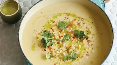Potage de Pommes de Terre et de Poireaux au Maïs