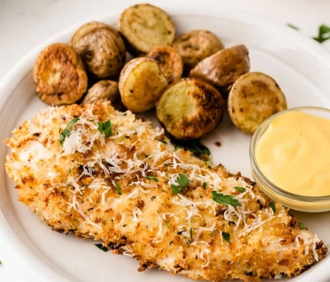 Poulet en Croûte de Parmesan à la Friteuse à Air Chaud