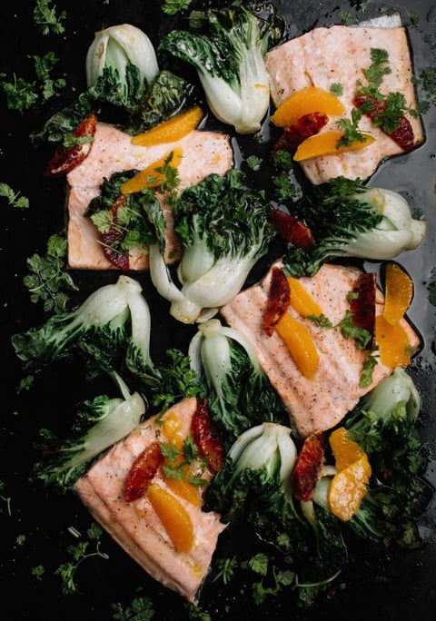 Truite, Bok Choys & Beurre au Miel et aux Agrumes