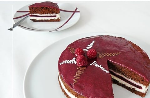 Génoise Chocolat à la Crème de Mascarpone et Framboises