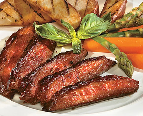Bifteck de Flanc avec Sauce Barbecue à l'ail Rôti
