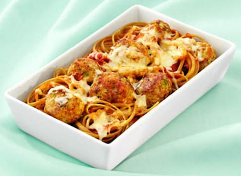 Boules de Viande à la Dinde et Légumes sur Linguini au Blé Entier