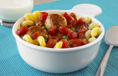Boulettes de Poulet avec Tomates et Petits Pois