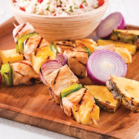 Brochettes de Poulet et Ananas au Gingembre