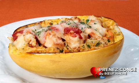 Courge Spaghetti Farcie de Poulet et de Légumes