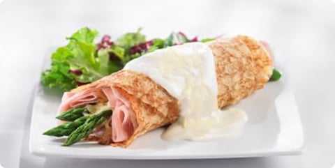 Crêpes Farcies au Jambon, Asperges et Fromage Emmental