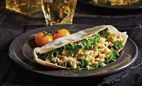 Pitas au Jambon au Brie et aux Oeufs