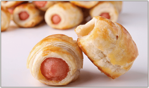 FEUILLANTINES DE SAUCISSES À LA MOUTARDE À L'ANCIENNE ET AU MIEL