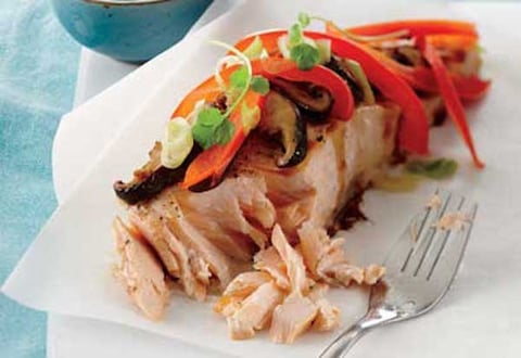 Filets de Saumon à la Vapeur aux Champignons