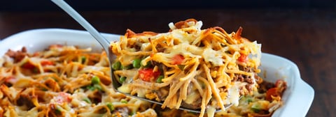 Plat de Spaghettis et Bœuf Cuit au Four