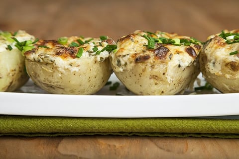 Pommes de Terre Farcies Pancetta, Cheddar et Ciboulette