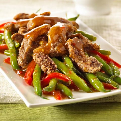 Sichuanais Croustillant Bœuf et Haricots Verts