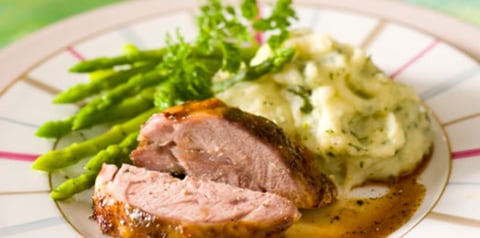 Agneau Rôti, Purée et Asperges