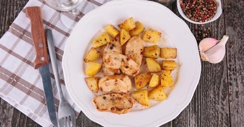 Aiguillettes de Poulet et Pommes de Terre Sautées à L'ail