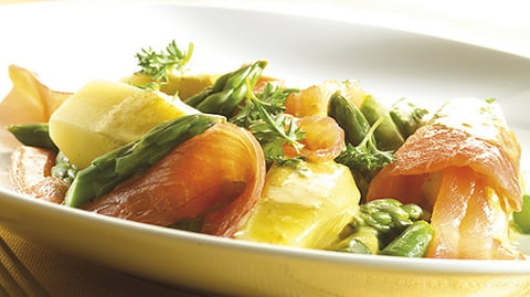 ASPERGES AU WOK AU SAUMON FUMÉ ET CITRON