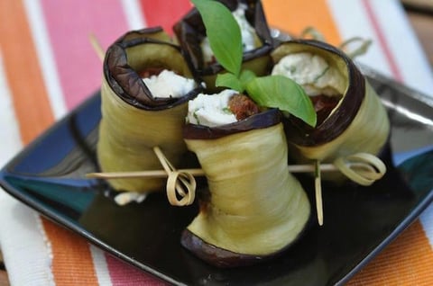 Aubergines Roulées au Chèvre Frais (Menu St-Valentin)