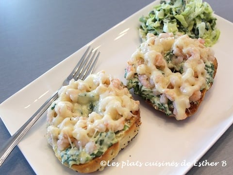 Bagel Gratiné aux Crevettes Nordiques