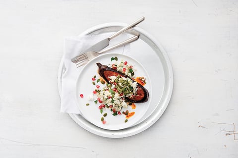 Bifteck D’aubergine et Pilaf de Chou-Fleur