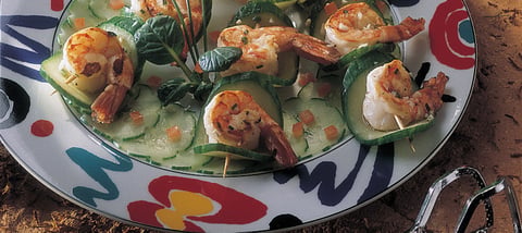 Bouchées Grillées de Crevettes et Concombre