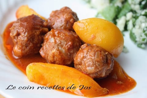 BOULETTES DE VEAU HACHÉ AUX PÊCHES