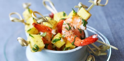 Brochettes aux Crevettes et Mangue au Miel