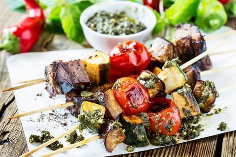 Brochettes de Boeuf Mariné au Pesto