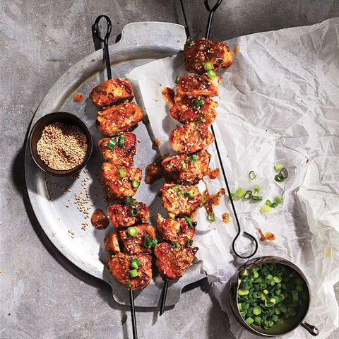 Brochettes de Filet de Porc au Sirop D’érable et au Miso, sur le Barbecue