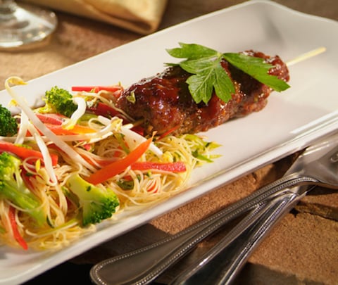Brochettes de Veau de Grain du Québec, Sauce Karaté