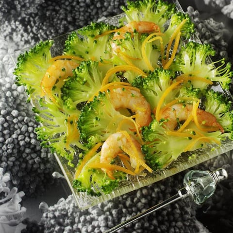Brocolis et Crevettes en Carpaccio