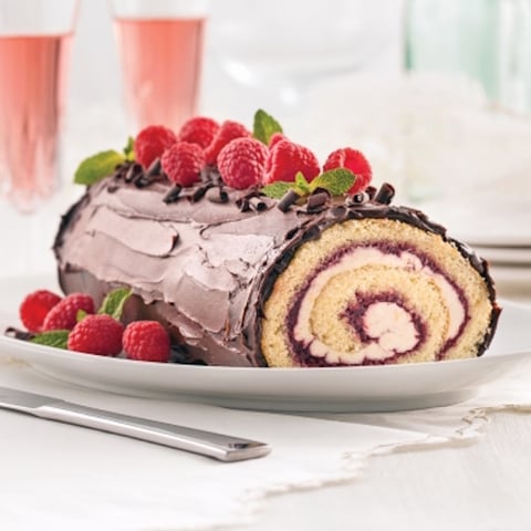 Bûche à la Crème de Mascarpone, Framboises et Chocolat