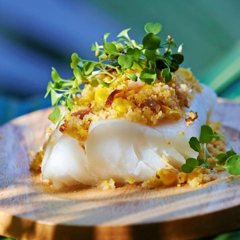Cabillaud à la semoule de Maïs et Manioc