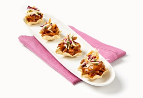 Canapés à L'effiloché de Porc, Sauce Barbecue au Whisky