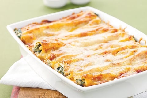 CANNELLONI AU FROMAGE, AU POULET ET AU BROCOLI