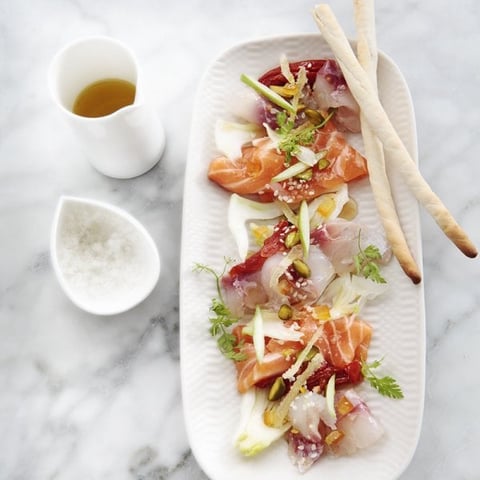 CARPACCIO DE DORADE ET SAUMON D'ALBA PEZONE