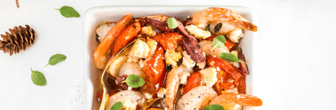 Casserole de Crevettes Fromage Fetos et Tomates Rôties