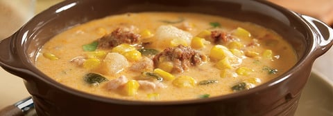 Chaudrée de Maïs au Poulet et au Chorizo à la Mijoteuse