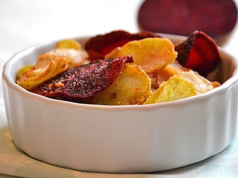 Chips de Légumes Racines { Betterave, radis noir et patate douce }