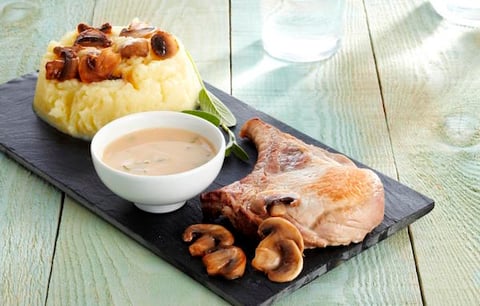 Côte de Porc aux Champignons et Purée de Pommes de Terre
