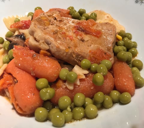 Côtelette de Porc, Carottes et Champignons à L'autocuiseur