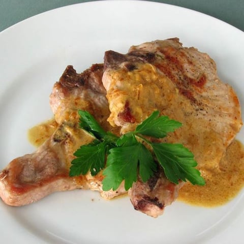 Côtelettes de Porc Sauce à la Moutarde Pauvre en Sel