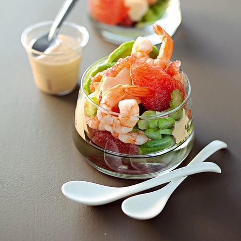 Cocktail de Crevettes en Rose et Vert