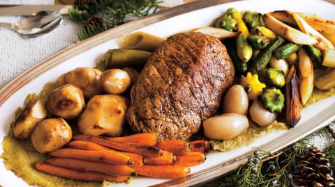 Confit D’épaule de Veau de Lait et ses Légumes Rôtis