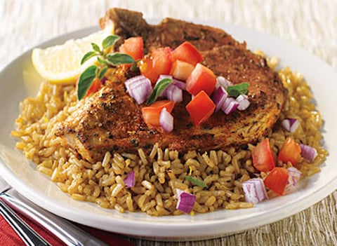 Côtelettes de Porc et Riz à la Grecque